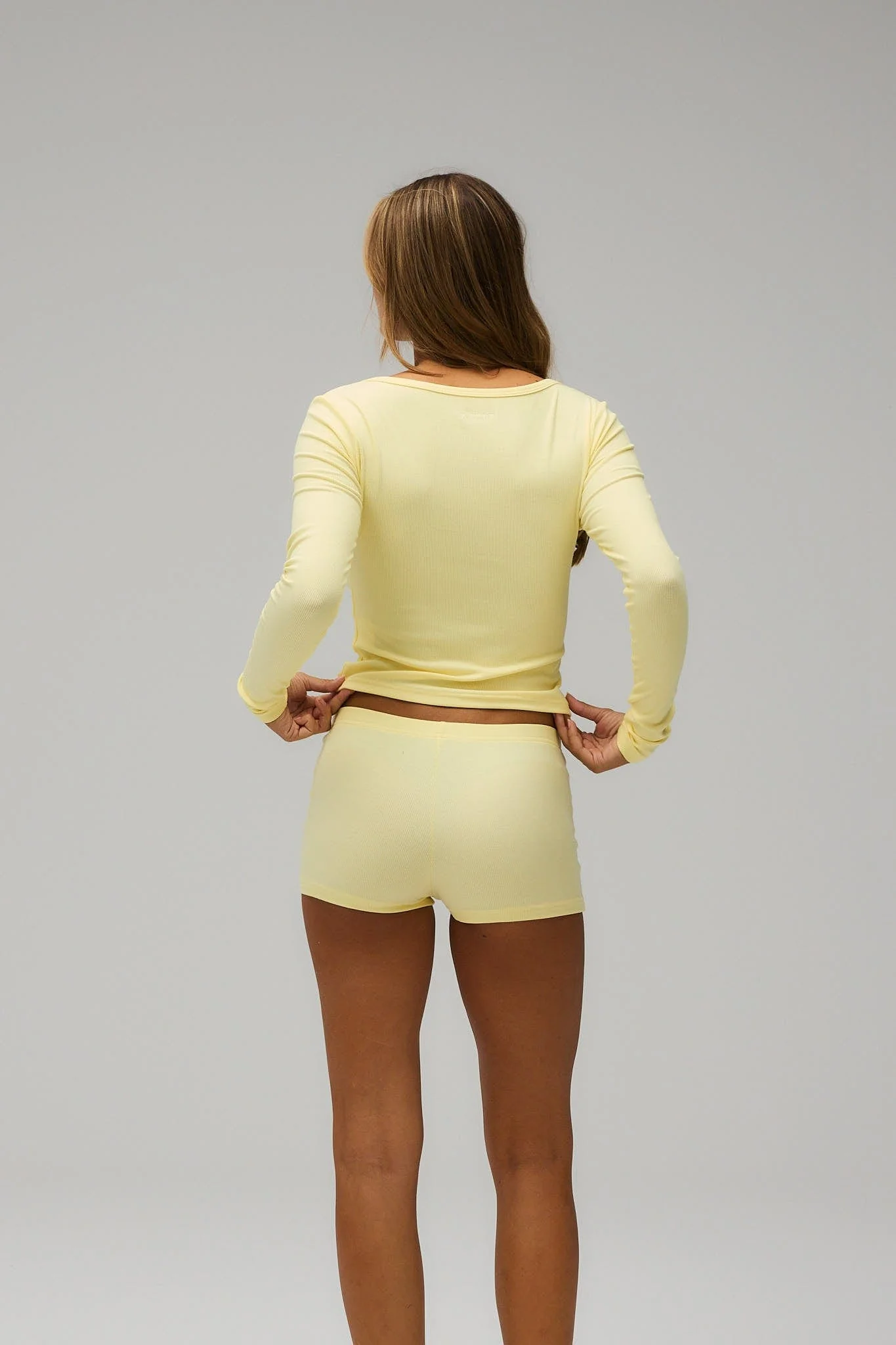 Rib Night Shorts - Banana - Image 5